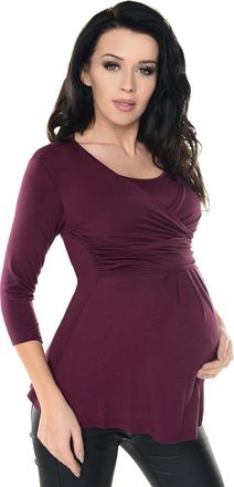 Purpless Maternity Pregnancy Nursing Top Wrap Style Blouse Tunic Shirt Breastfeeding Pregnant Women 7049 (10, Plum)