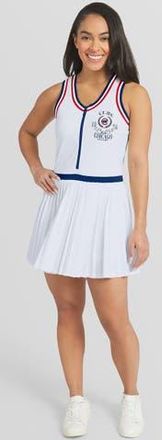 WEAR by Erin Andrews Womens WEAR by Erin Andrews White Chicago Cubs Zip-Front Pleated Tri-Blend Scoop Neck Tank Dress at Nordstrom, Size X-Large