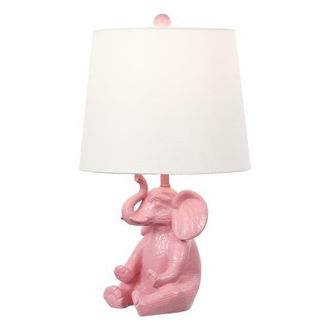 Jonathan Y Designs Kairi Modern Shabby Chic Resin/Iron Happy Elephant LED Kids Table Lamp with Phone Stand in Pink at Nordstrom