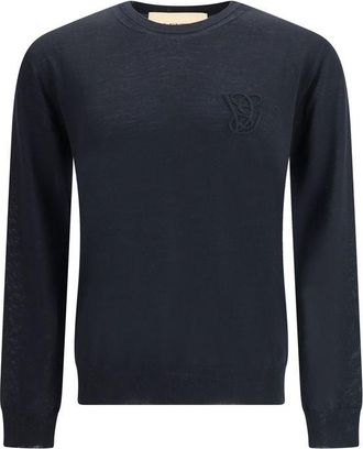 Valentino Mens Logo Cotton Sweater - Dark Blue - Size X-Large
