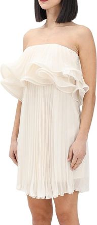 Simona Corsellini White Polyester Pleated Mini Dress