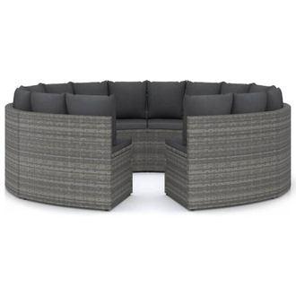 vidaXL Set Divani da Giardino 8 pz con Cuscini in Polyrattan Grigio