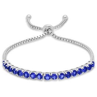 MAX + STONE Sterling Silver Round 4mm Gemstone Bolo Bracelet