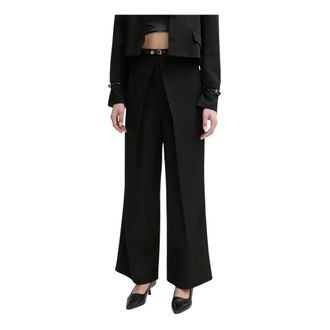 Isabelle Blanche Broeken, Dames, Zwart, M, Katoen, Broek met Plooi en Gespdetail