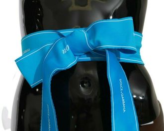 Dolce & Gabbana Womens Blue Waist Ribbon Wide Bow Belt Polyester