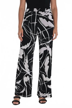 Frank Lyman Design Abstract Wide Leg Trouser In Black