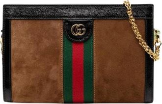 Gucci Pre-owned Clutches, female, Brown, Size: ONE SIZE Pre-owned Ophidia Crossbody Bag