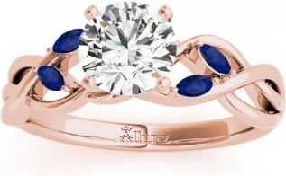 Allurez Blue Sapphire Marquise Vine Leaf Engagement Ring 14k Rose Gold (0.20ct)