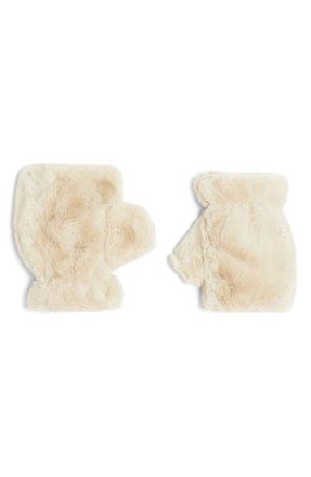 Apparis Ariel Faux Fur Fingerless Gloves in Latte at Nordstrom