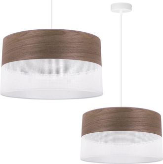 OEM L&aacute;mpara Colgante Individual, Pantalla De Chapa De Nogal, 40 Cm