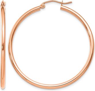 Diamond2Deal 14k Rose Gold Polished 2x40mm Round Hoop Earrings