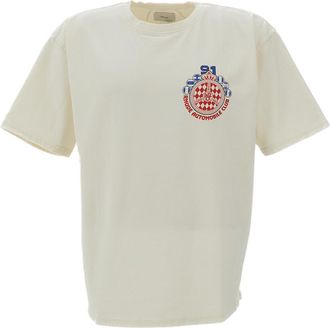Rhude White Automobile Club Cotton Printed T-Shirt