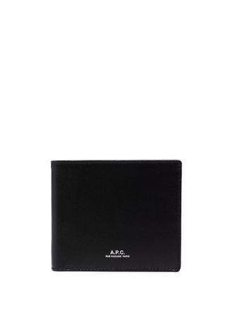 A.P.C. logo-print leather wallet - men - Cotton/Leather - One Size - Black