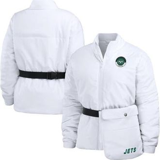 WEAR by Erin Andrews Womens WEAR by Erin Andrews White New York Jets Packaway Full-Zip Puffer Jacket at Nordstrom, Size X-Large