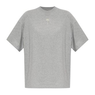 Palm Angels Logo T-shirt - Dames - Tops - Grijs - Maat: M Katoen