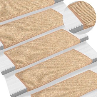 vidaXL Tappetini Per Scale 15 Pz 65x21x4 Cm Marrone Chiaro Bordo Rettangolare - Vidaxl