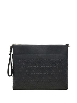 Ferragamo embossed-Gancini clutch bag - Black
