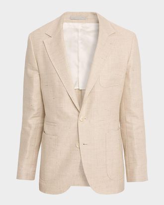 Brunello Cucinelli Mens Silk, Linen and Wool Twill Suit Jacket