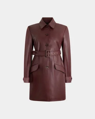 Bally Belted Coat in Leather in Red at Nordstrom, Size 46 Eu