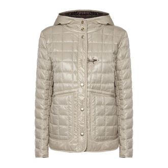 Fay Winter Jackets, female, Brown, Size: S Hooded Quilted Jacket