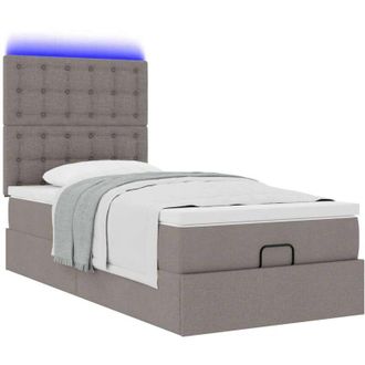 vidaXL Estructura De Cama Otomana Colch&oacute;n Tela Gris Pardo 90x190cm Vidaxl
