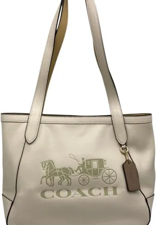 Coach Off-White Leather Tote Bag (Pre-Owned)