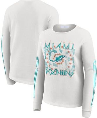 WEAR by Erin Andrews Womens WEAR by Erin Andrews White Miami Dolphins Graphic Waffle Long-Sleeve T-Shirt at Nordstrom, Size Xx-Large