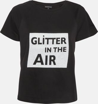 Emporio Armani Black Glitter Print Jersey Top