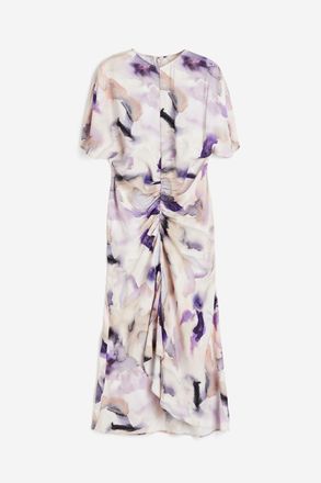 H&M Kleid mit geschlitzten &Auml;rmeln - Weiss/Gemustert