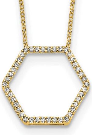Diamond2Deal 14k Gold 1/4 Ct Lab Grown Diamond Hexagon Necklace 18 Clarity VS, Color D-E