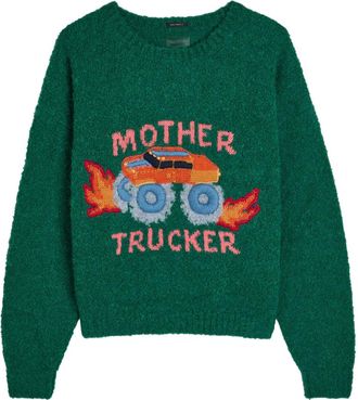 Mother The Jumper Embroidered Brushed Bouclé Jumper - Navy - XS (UK6 / XS)