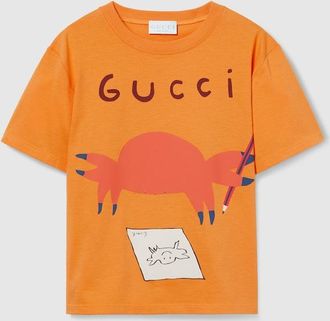Gucci Kids - Printed Cotton T-shirt, Size 10 years, Yellow, Ready-to-wear
