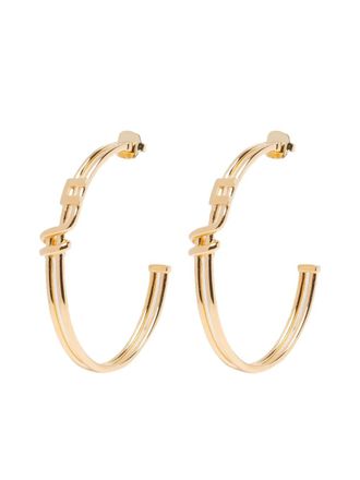 Elisabetta Franchi logo hoop earrings - Gold
