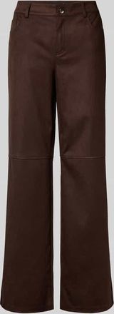 Gina Tricot Hose in Leder-Optik mit Teilungsnähten in Dunkelbraun, Größe 34