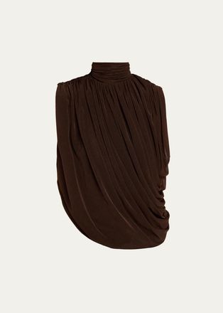 Ronny Kobo Sav Draped Mock Turtleneck Top