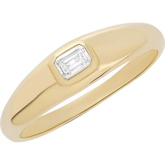 Lana Jewelry 14K Gold Curved Solo Emerald Cut Diamond Ring in 14K Yellow Gold at Nordstrom, Size 7