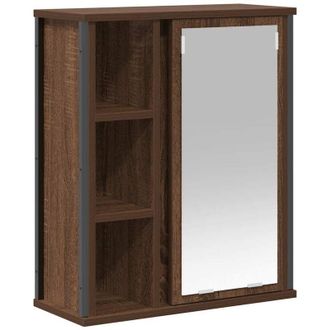 vidaXL Pensile da Bagno con Specchio Rovere Marrone 50x21x60 cm - Vidaxl