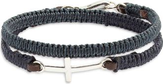 Caputo & Co. Macrame Cross Double Wrap Bracelet in Navy Combo at Nordstrom