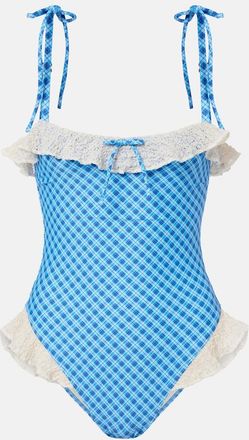 Montce Swim Ba&ntilde;ador Jacelyn a cuadros con volantes