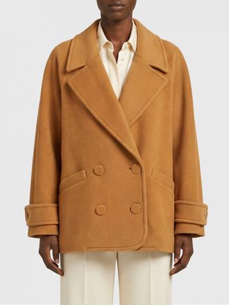 Chlo&eacute; Double-Breasted Merino Wool Peacoat with Cuff Straps