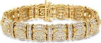 Ross-Simons Round and Baguette Diamond Bracelet in 18kt Gold Over Sterling