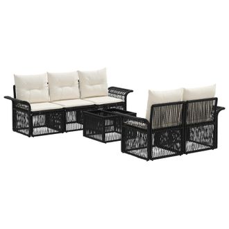 vidaXL Conjunto De Sof&aacute;s De Jard&iacute;n 6 Uds. Negro Rat&aacute;n Sint&eacute;tico Vidaxl