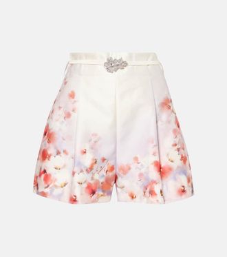 Zimmermann Shorts Crush Flat Front in seta e cotone