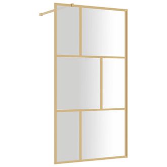 vidaXL Mampara Puerta Ducha Vidrio Transparente Esg Dorado 115x195 Cm Vidaxl