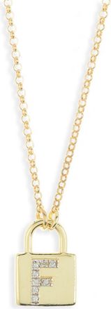 Meshmerise Diamond Padlock Initial Pendant Necklace - 0.12ct. in Yellow-F at Nordstrom Rack