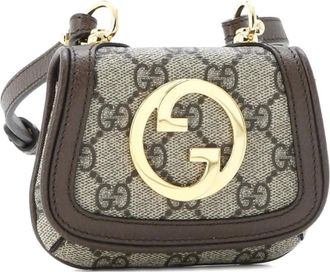 Gucci Blondie NM Card Case Wallet with Strap GG Coated Canvas crossbody bag - Bruin