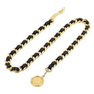Chanel Pre-owned Chain Leather Belt - female - Chanel Vintage - Vintage Belts - Black - ONE SIZE - Pre-owned