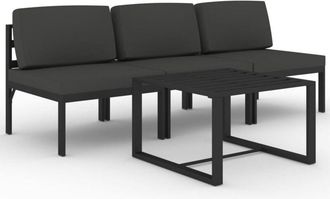 vidaXL Set Muebles De Jard&iacute;n 4 Pzas Y Cojines Aluminio Gris Antracita Vidaxl
