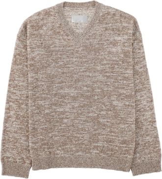 Maison Margiela Marled Knit Sweater with Subtle V-Neckline and Ribbed Details