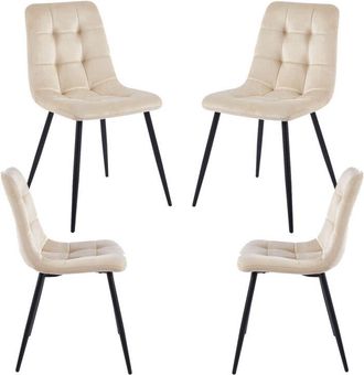 Regalos Miguel Regalos Miguel - Packs Sillas Comedor - Pack 4 Sillas Stuhl Terciopelo - Beige